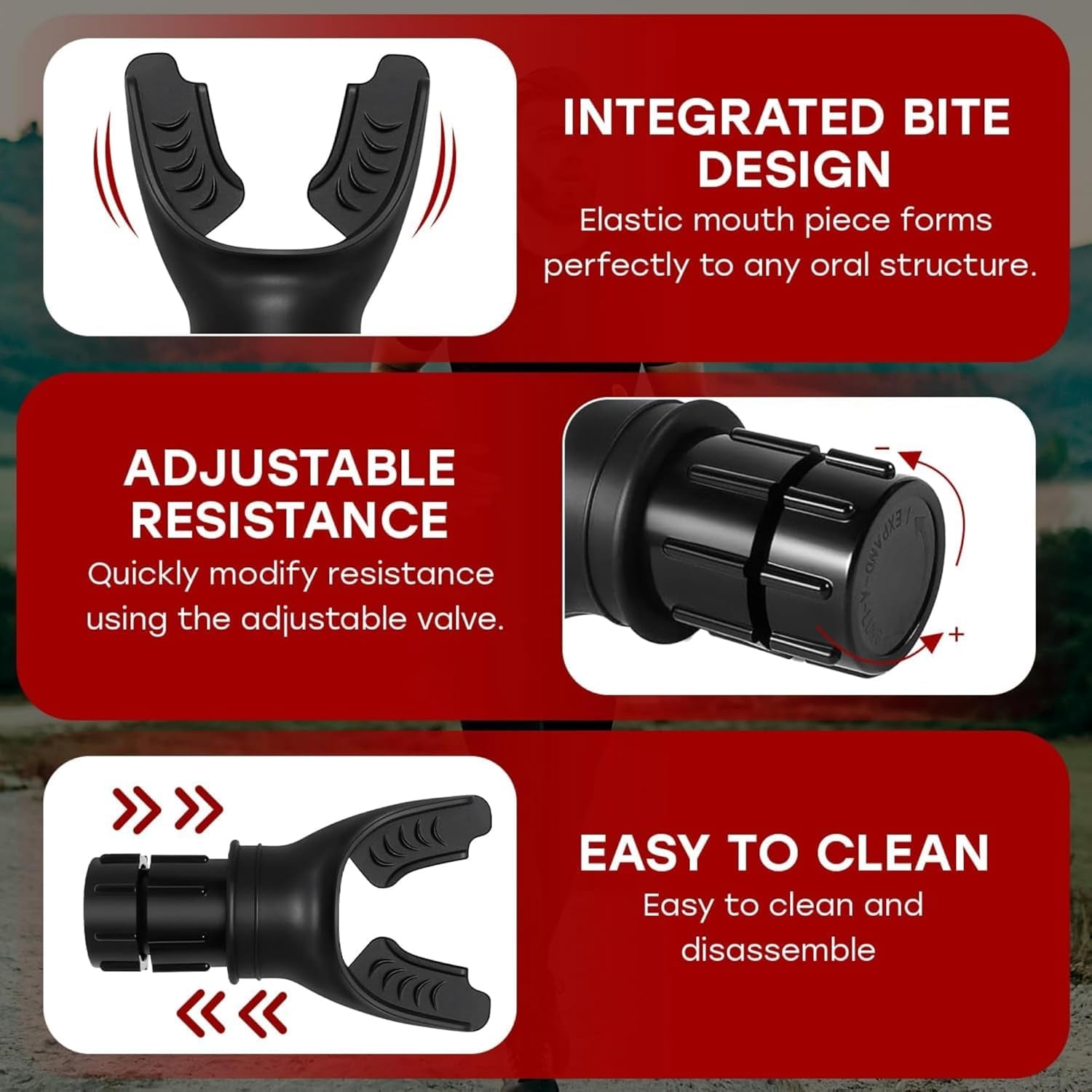 Lung Trainer Pro, Resistance Breathing Exerciser, Adjustable Respiratory Training Device for Athletes & Fitness, Portable & Easy to Clean with Neck Strap & Carry Pouch - Carbon Black