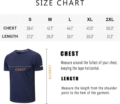 1/3 Pack Mens T-Shirts Quick Dry Short Sleeve Tops Moisture Wicking Active Athletic Running Work Shirts