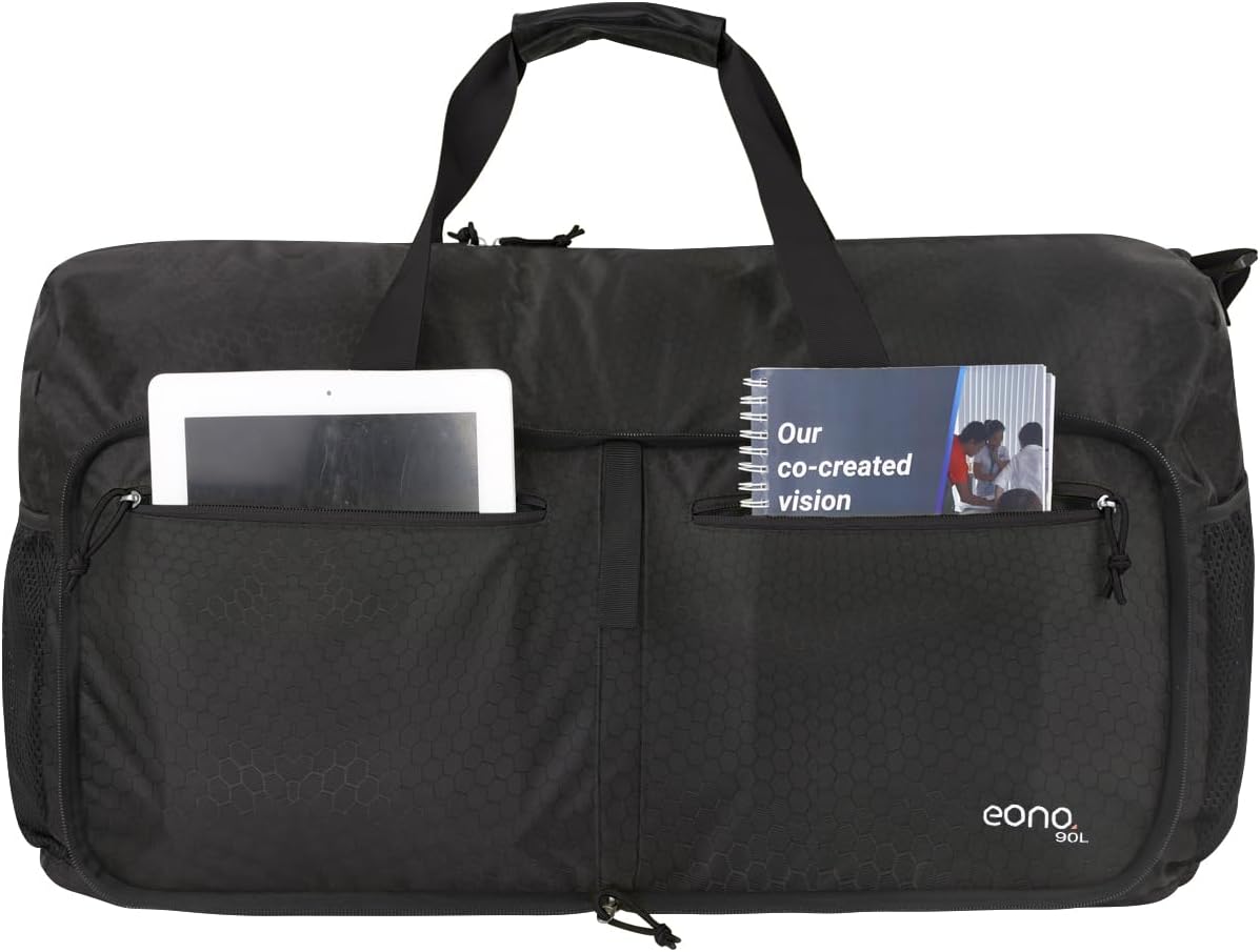 90L Foldable Travel Duffle Bag Hold All Travel Luggage Bag Holiday Bag with Multi-Pockets for Women Men (Black)