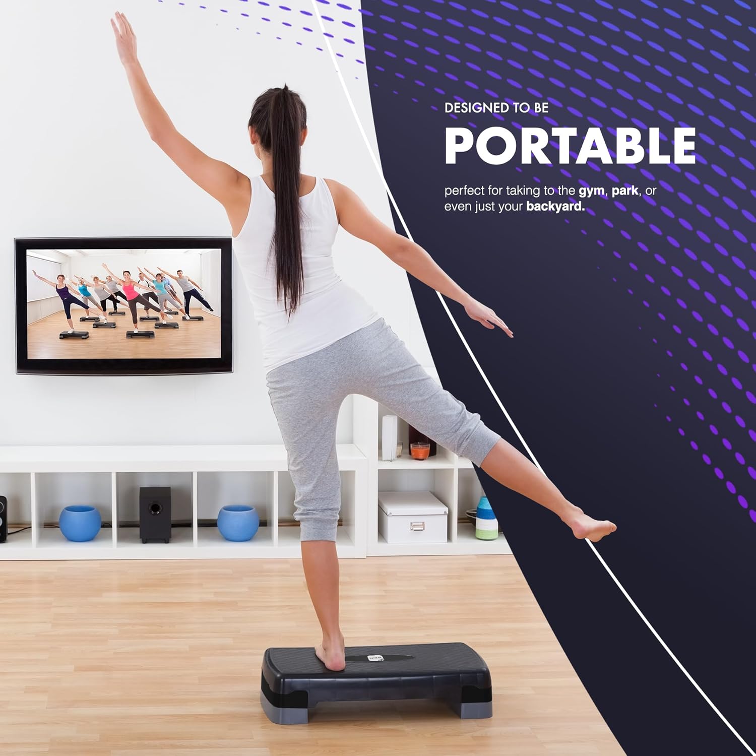 Exercise Steps with Adjustable 2 Step Level Heights (10,15 Cm),Fitness Stepper for Home & Gym, Suited for Aerobic Steps, Cardio, Weights, Yoga, DVD Workout, Ideal Equipment for Fitness