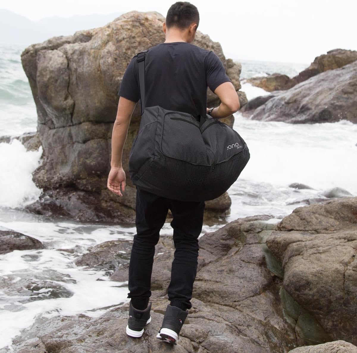 90L Foldable Travel Duffle Bag Hold All Travel Luggage Bag Holiday Bag with Multi-Pockets for Women Men (Black)