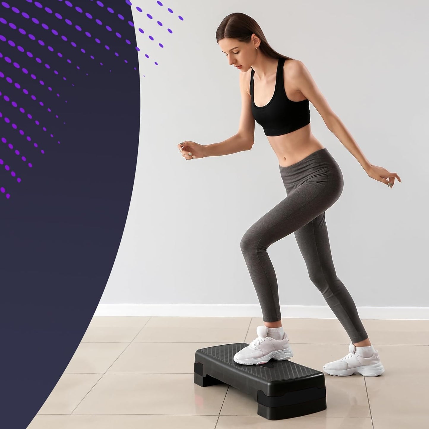 Exercise Steps with Adjustable 2 Step Level Heights (10,15 Cm),Fitness Stepper for Home & Gym, Suited for Aerobic Steps, Cardio, Weights, Yoga, DVD Workout, Ideal Equipment for Fitness