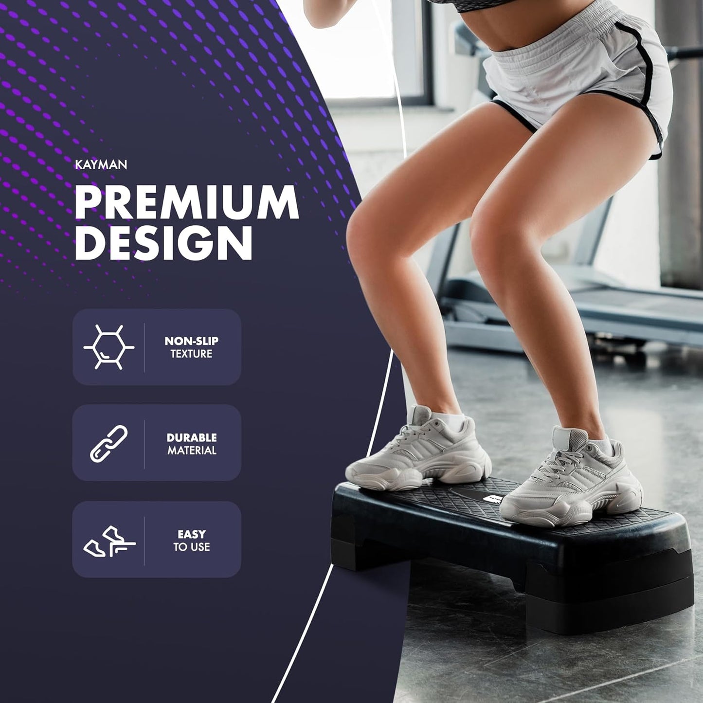 Exercise Steps with Adjustable 2 Step Level Heights (10,15 Cm),Fitness Stepper for Home & Gym, Suited for Aerobic Steps, Cardio, Weights, Yoga, DVD Workout, Ideal Equipment for Fitness