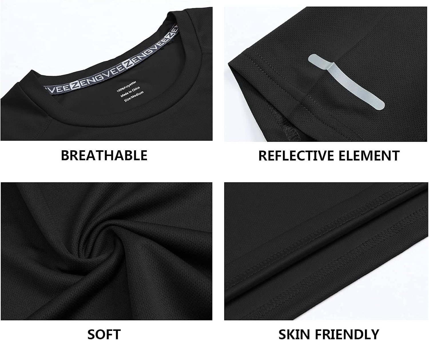 1/3 Pack Mens T-Shirts Quick Dry Short Sleeve Tops Moisture Wicking Active Athletic Running Work Shirts