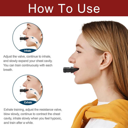 Lung Trainer Pro, Resistance Breathing Exerciser, Adjustable Respiratory Training Device for Athletes & Fitness, Portable & Easy to Clean with Neck Strap & Carry Pouch - Carbon Black