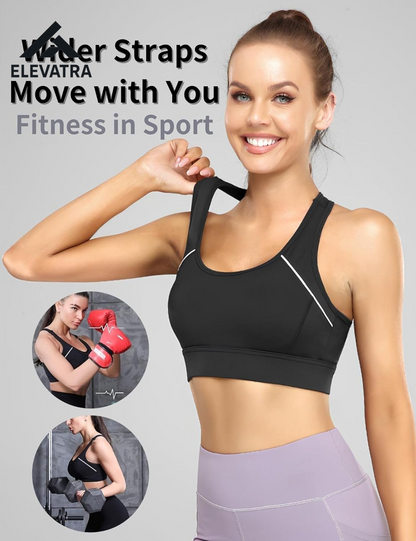 High Impact Women's Sports Bra with Seamless Racerback Design, Padded Support, and Adjustable Fit for Running