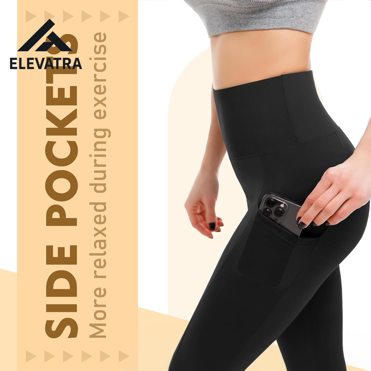 Women's High-Waisted Leggings with Pockets - 2 Pack for Gym, Running, and Yoga