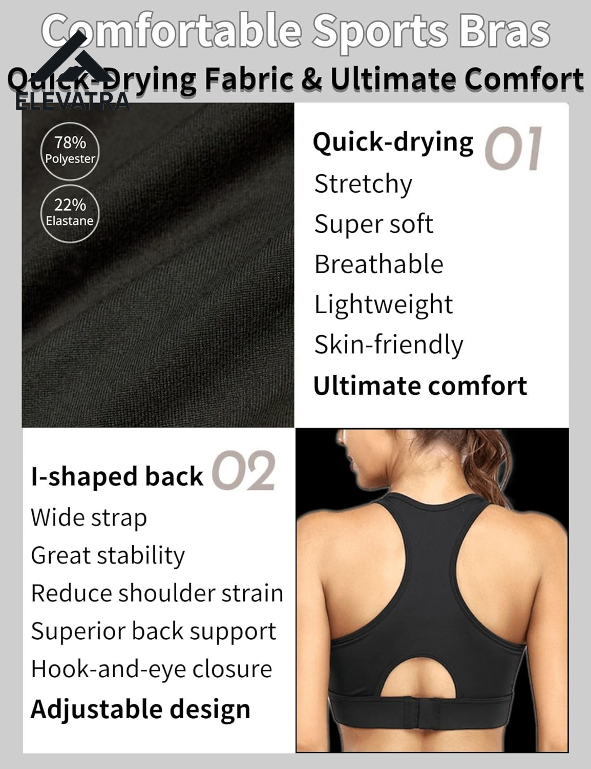 High Impact Women's Sports Bra with Seamless Racerback Design, Padded Support, and Adjustable Fit for Running
