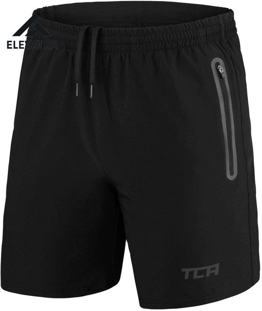 Elite Tech Mens Running Shorts with Zip Pockets, Gym Shorts Men Training Sports Short with Phone Pocket